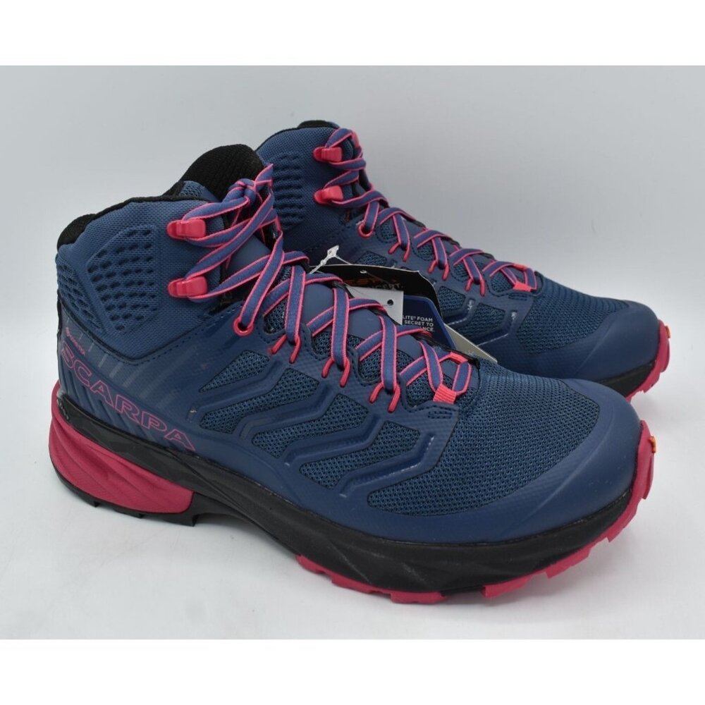 Scarpa EU 39.5 US 8 Rush GTX Gore-Tex Mid Blue Fuxia Waterproof Hiking Boots‎